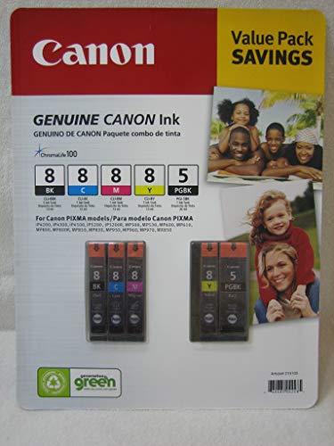 Canon Ink Value Pack: Pgi-5 Black; Cli-i8 Black Cyan Magenta Yellow