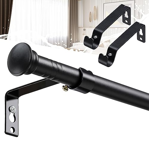 Small Black Curtain Rod Set - Modern Simple Heavy Duty Metal Curtain Pole