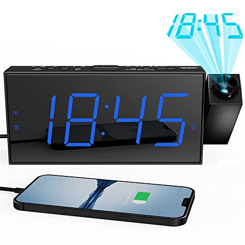 Projection Alarm Clock with LED Display and Dual Alarms