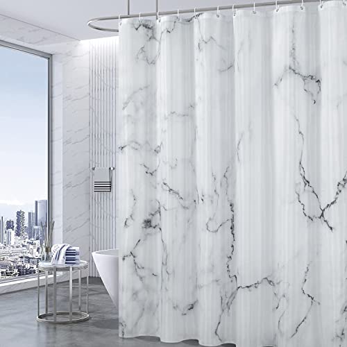 Grey White Marble Shower Curtain Set
