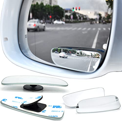 PINEPOEM Blind Spot Mirrors: HD Glass Frameless Convex Rear View Mirrors