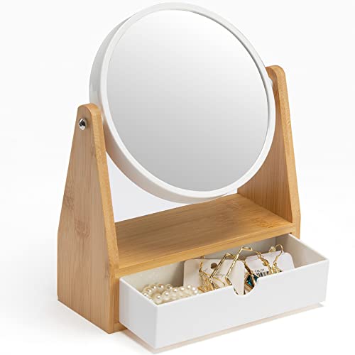 YEAKE Vanity Makeup Mirror with Natural Bamboo Stand