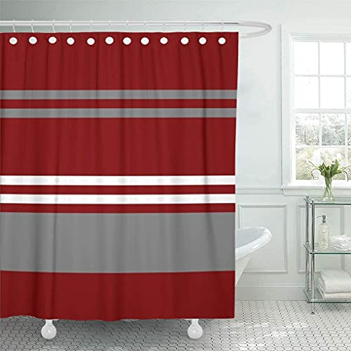 Crimson Red Grey and White Brick Shower Curtain
