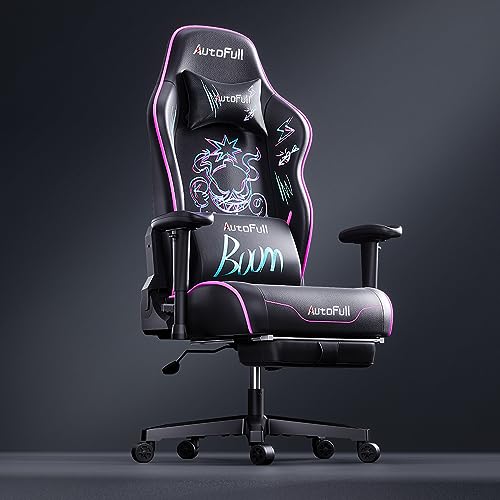 AutoFull C3 Gaming Chair with Ergonomic Cushion and Footrest