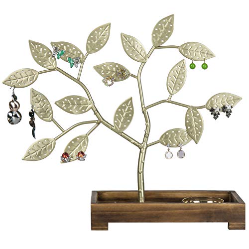 Brass-Tone Metal Jewelry Tree Organizer
