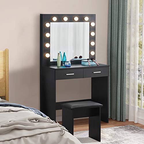 CLIPOP Modern Makeup Table with Mirror and Chair