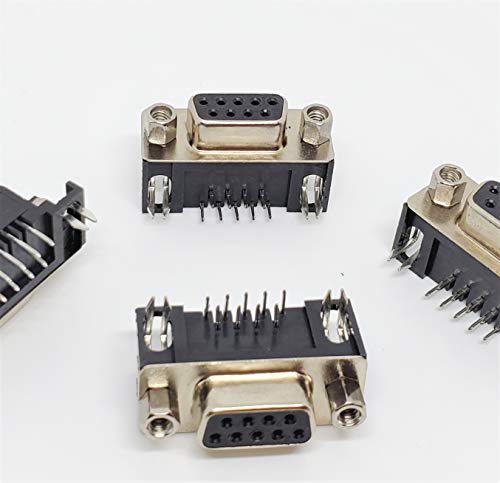 DB9 Female Right Angle PCB Mount Connector - 5-Pack
