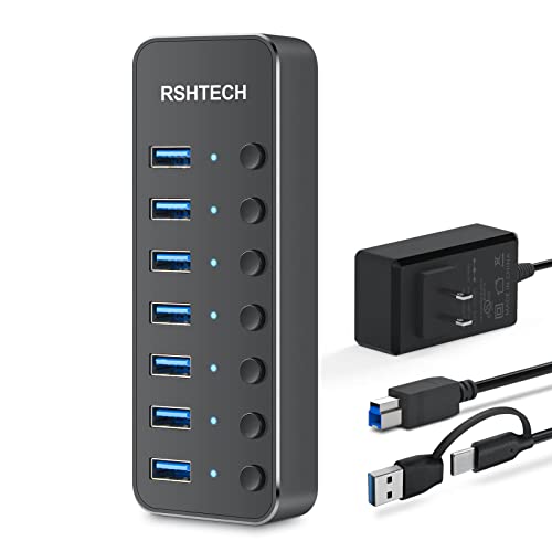 RSHTECH 7 Port USB Hub with USB C