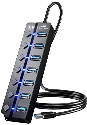 PANPEO 7-Port USB 3.0 Hub with LED On/Off Switch