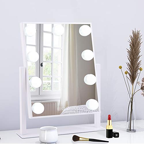 Lighted Makeup Mirror with Hollywood Design and LED Lights