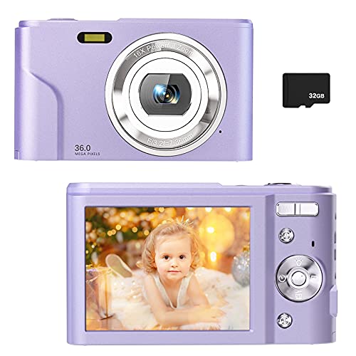 Kids Digital Camera - 36MP Children's Camera with 32GB SD Card