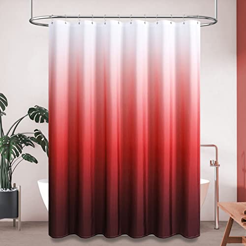 Red Fabric Shower Curtain with Ombre Design