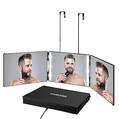 Rechargeable 3 Way Mirror with Light & Telescoping Hooks