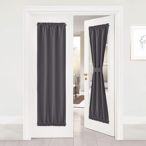 NICETOWN Grey French Blackout Thermal Insulated Door Curtain