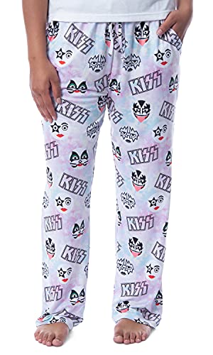 KISS Women's All Over Band Logo and Faces Pajama Sleep Pants
