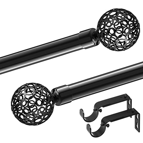Adjustable Long Curtain Rods with Ball Cage Finials