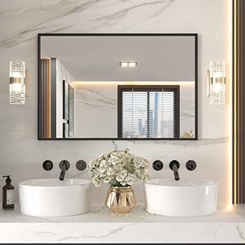 LOAAO Black Rectangle Bathroom Mirror