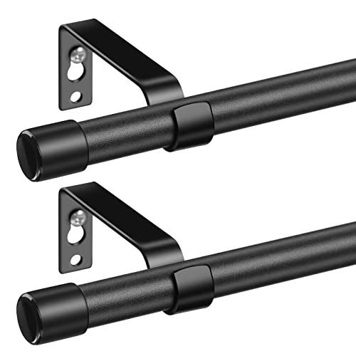 Small Black Curtain Rods - 28 to 48 Inch - 2 Pack