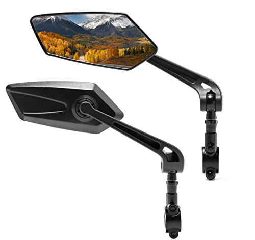 Adjustable Bike Mirrors for Handlebars - HD Glass (Flat Mirror)