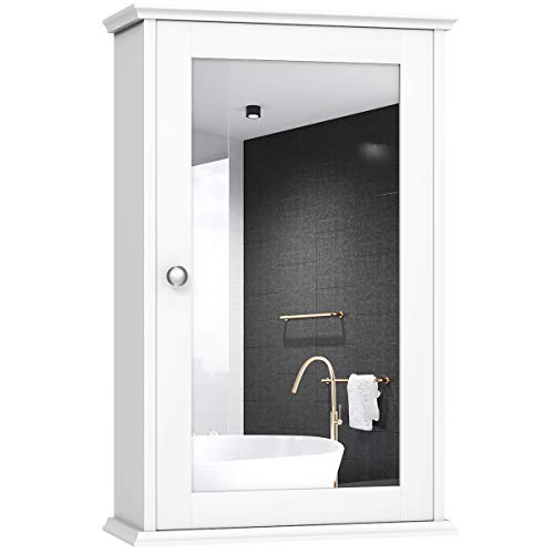 Tangkula Mirrored Bathroom Cabinet - Wall Mount Storage Cabinet