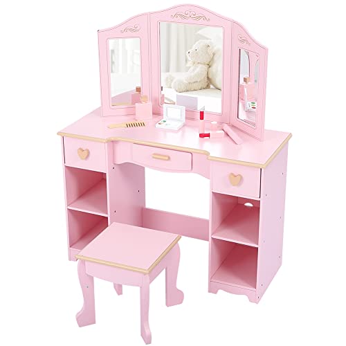 EGFheal Kids Vanity Set - Girls' Vanity Table and Chair Set