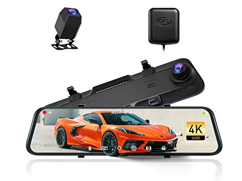4K Mirror Dash Cam with Front and Rear Cameras