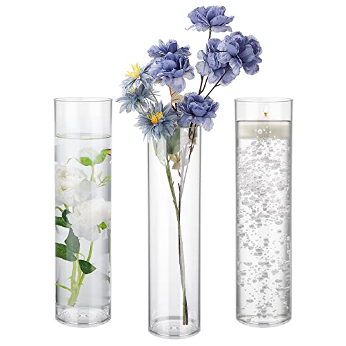 Clear Glass Cylinder Vases - Pack of 3