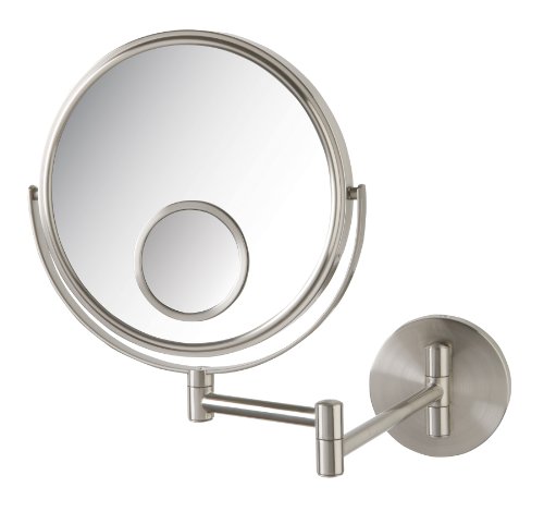 JERDON Wall Mount Makeup Mirror - 5X Magnification & 13.5 inch Wall Extension