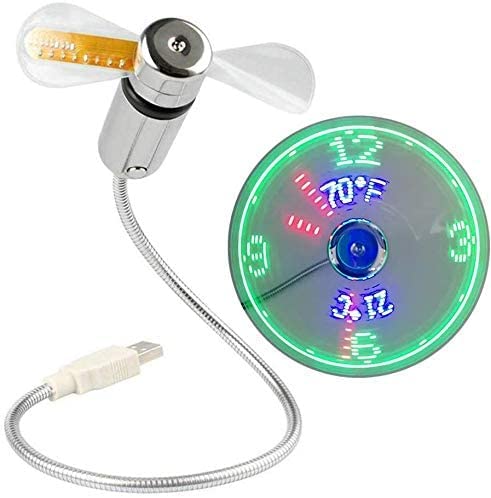 BREIS USB Clock Fan with Real Time Clock and Temperature Display