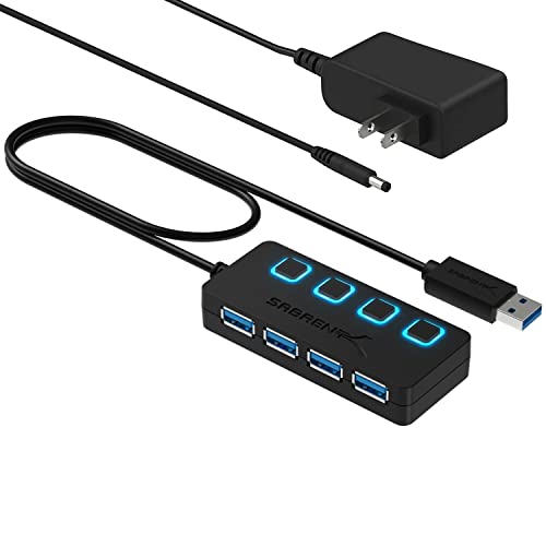 SABRENT 4 Port USB Hub with Power Switches