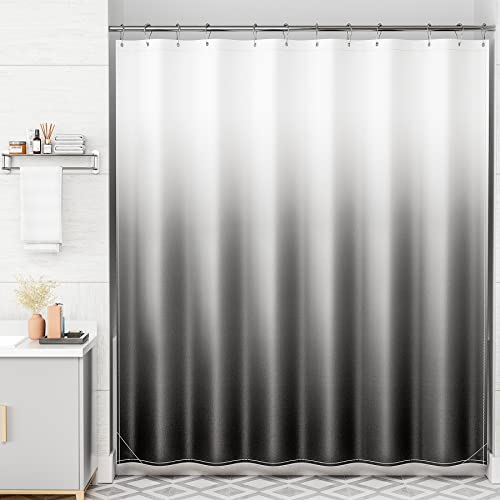 AmazerBath Ombre Black Fabric Shower Curtain Set