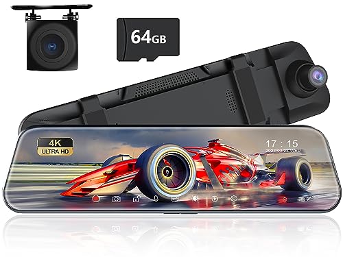 KQQ 4K Mirror Dash Cam Front and Rear