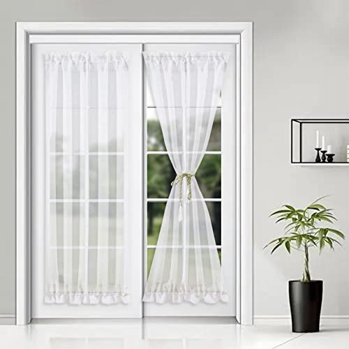 Emelia Sheer Door Panel Curtain 63" Long - White