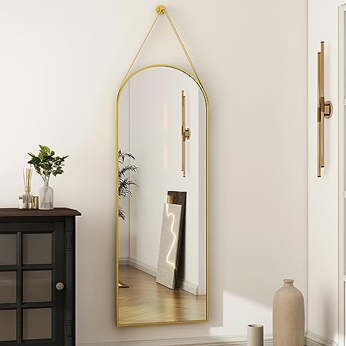 HARRITPURE Arched Mirror with Hanging Leather Strap