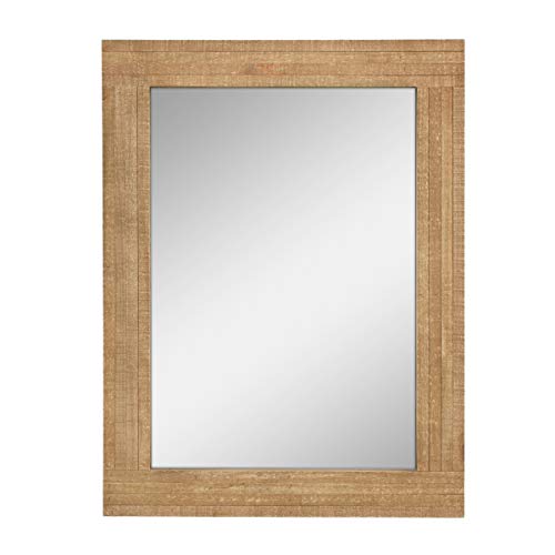 Stylish Wood Hanging Wall Mirror - Medium, Brown