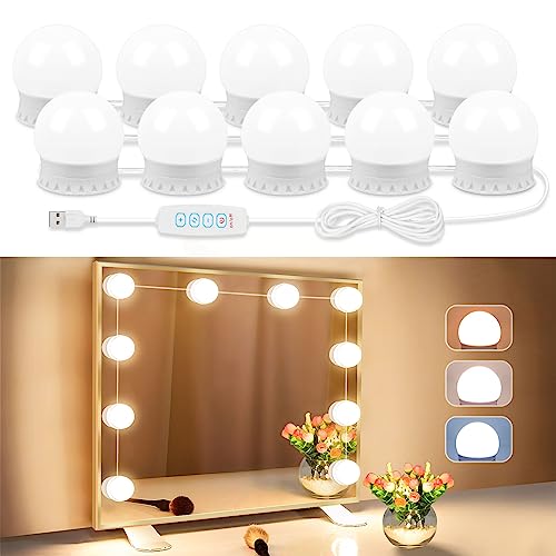 Stick-on Vanity Lights with 10 Dimmable Bulbs