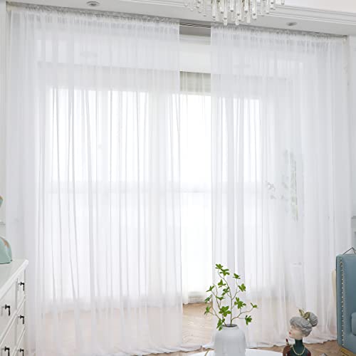 LONGTAI White Sheer Curtains