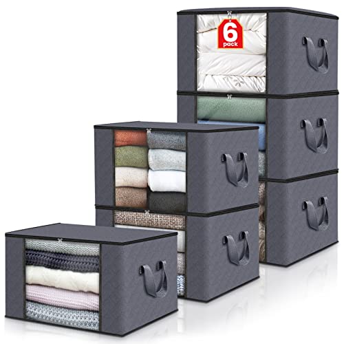 Lifewit Large Capacity Clothes Storage Bag Organizer with Reinforced Handle  Thick Fabric for Comforters, Blankets, Bedding, Foldable wi