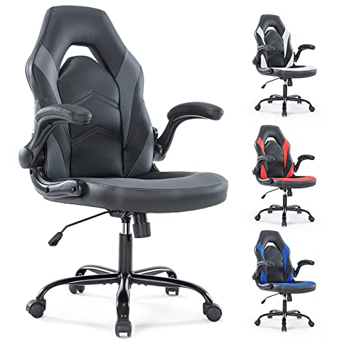 Ergonomic Gaming Chair with Adjustable Swivel and Flip-up Armrest
