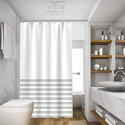 Modern Black and White Shower Curtain - Fabric Striped Shower Curtains for Bathroom