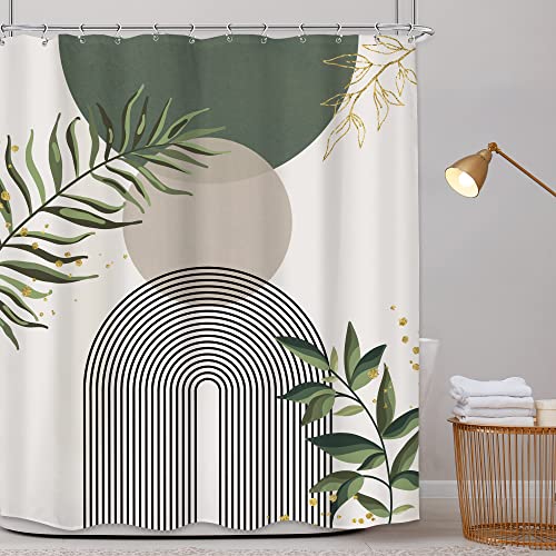 Sage Green Boho Mid Century Shower Curtain