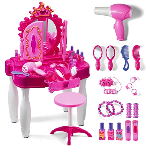 Girls Vanity Set with Mirror and Stool 21 PCS