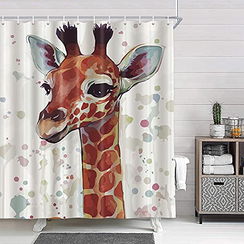 Cute Giraffe Kids Shower Curtain for Bathroom
