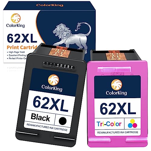 ColorKing 62XL Ink Cartridges Black and Color Replacement for HP 62XL 62 XL Ink Cartridges
