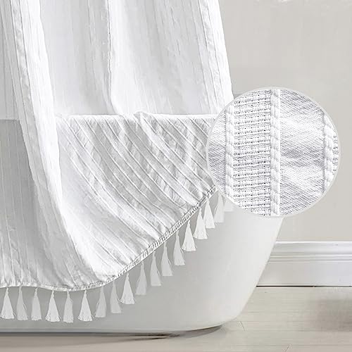 Boho Chic Striped Tassel Shower Curtain