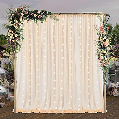 Champagne Sheer Backdrop Curtains with Lights