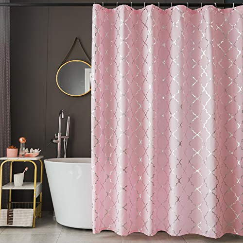 Pink Shower Curtain - Moroccan Tile Print, 72 x 72 Inch