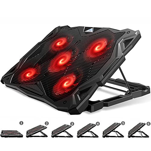 Laptop Cooler with 5 Quiet Red LED Fans