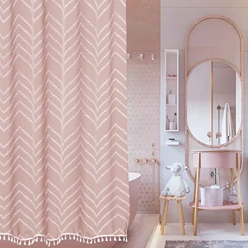 Siiluminisoy Extra Long Pink Shower Curtain