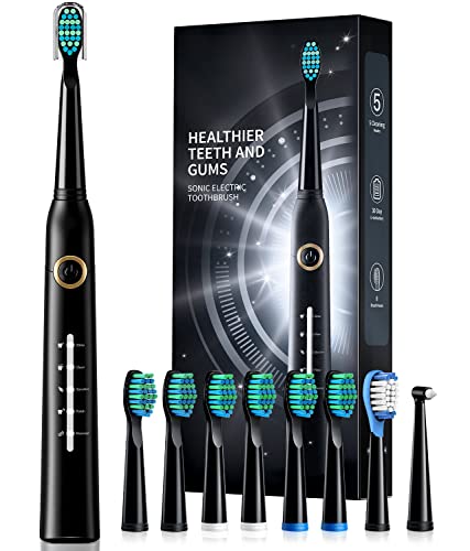 Sonic Electric Toothbrush with 8 Brush Heads and 5 Modes